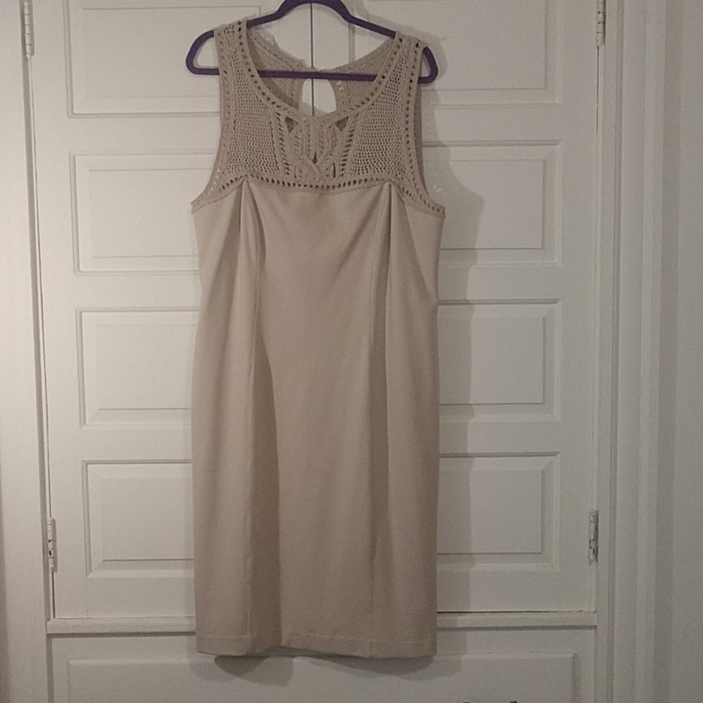 Ann Taylor Shift Dress Crochet Yoke